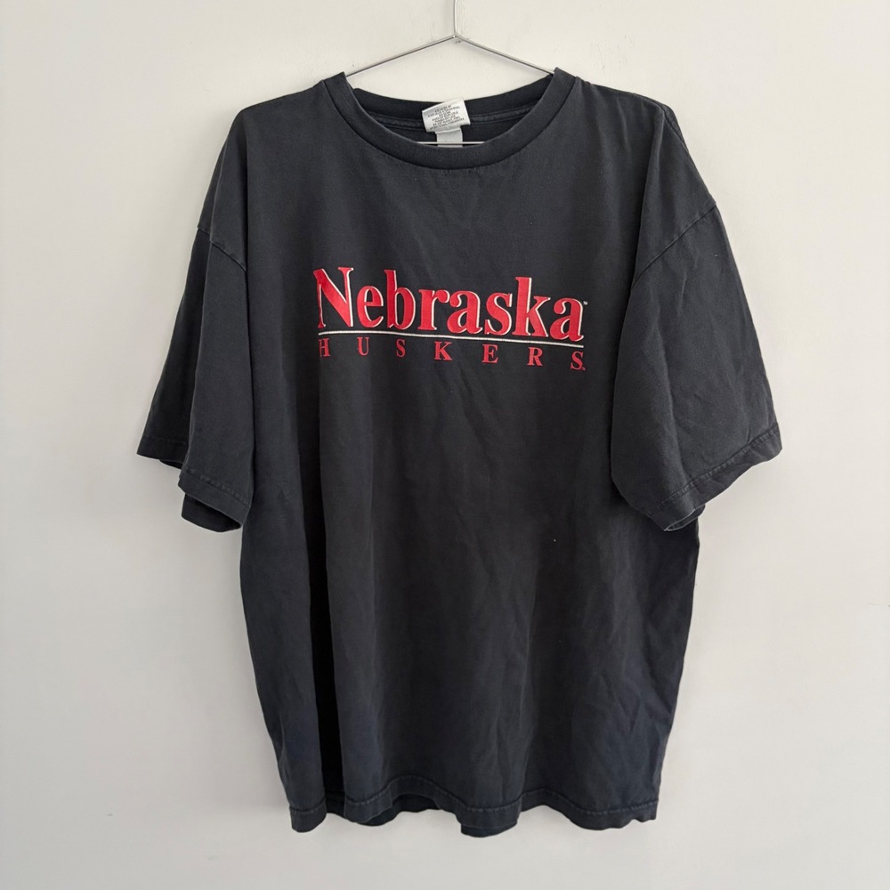 Vintage Time Out Nebraska Huskers T Shirt Black Mens XL Oversized Cotton